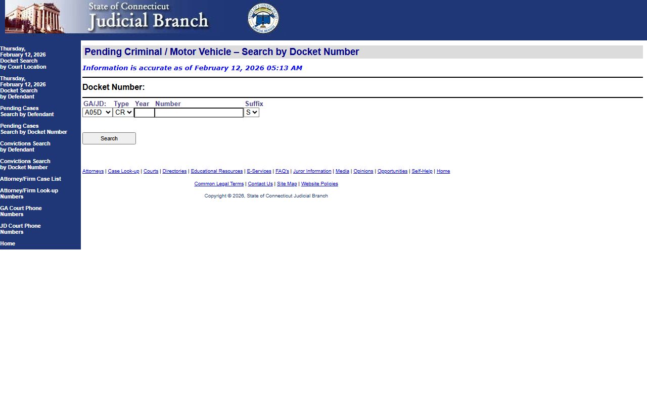 Connecticut Connecticut recent bookings records screenshot