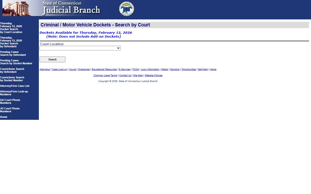 Connecticut Connecticut recent bookings records screenshot