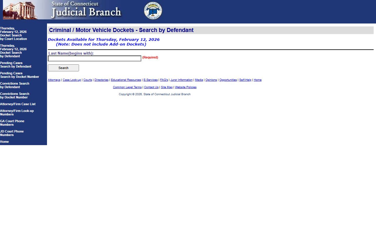 Connecticut Connecticut recent bookings records screenshot